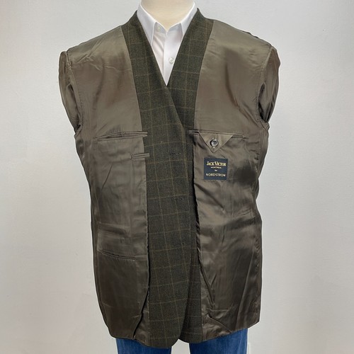 Jack Victor Wool Sport Coat Mens 46R Brown Check Blazer Suit Jacket 3 Button - Picture 8 of 17