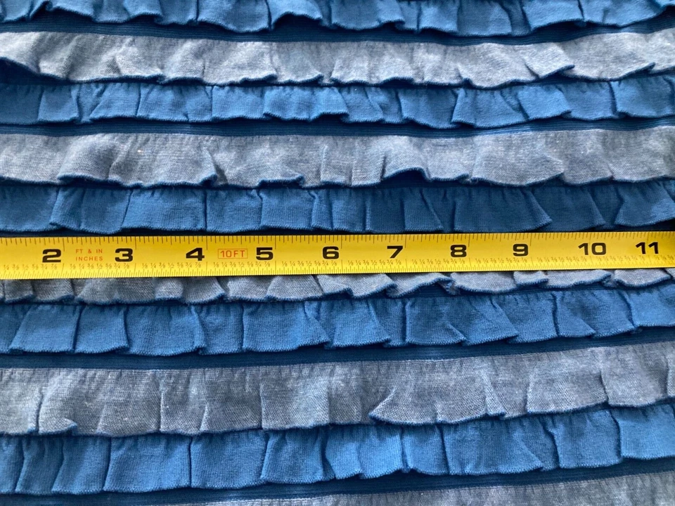 Royal/Heather Blue Ruffle Knit Sewing Fabric 2 yds 56" 4-way stretch Made in USA - Image 4 of 4