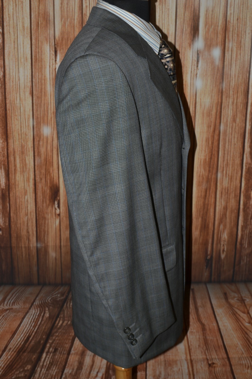 Fendi Men's Gray Plaid 100s Super Wool 3 Front Button Sports Coat Sz 38R thumbnail 5