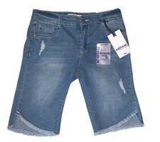 WallFlower Girl The Azalea Bermuda Stretch Light Wash Denim Shorts Size 16 NWT