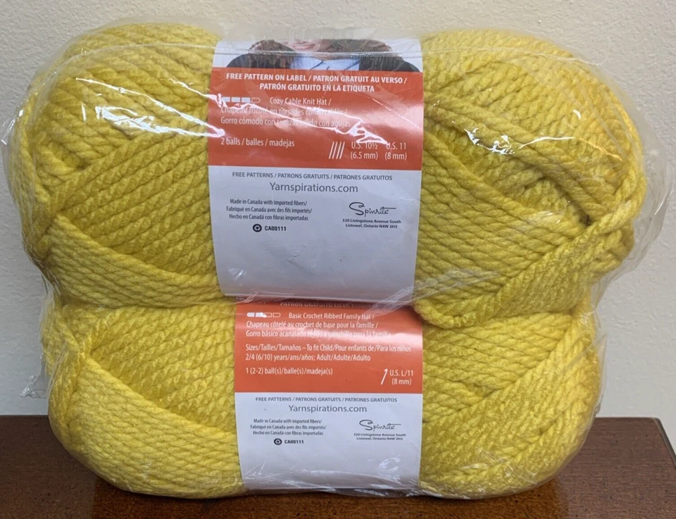 Lote de 2 - Bernat Softee hilo grueso acrílico súper voluminoso 3,5 oz - oro brillante Foto 3 de 3