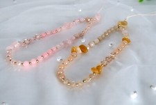 Amber Pink Pearl Crystal Phone Chain Phone Charm Strap Phone Accessory USA