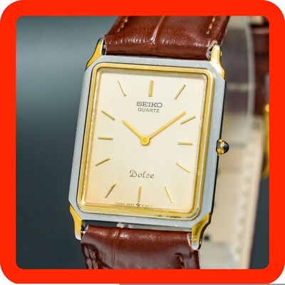 Vintage 1985 [N-MINT] SEIKO Dolce 9520-5130 Square Thin Men