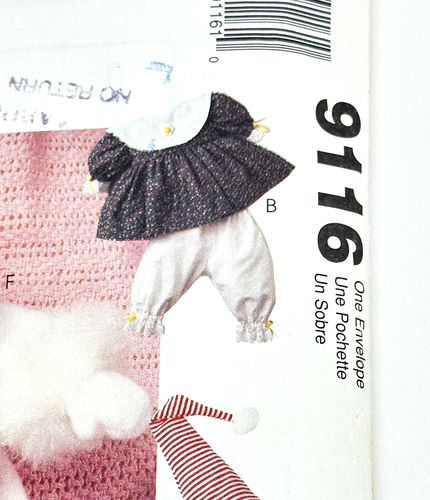 McCalls Crafts 9116 1990s Baby Doll Clothes Uncut Pattern and Instructions - Picture 3 of 7