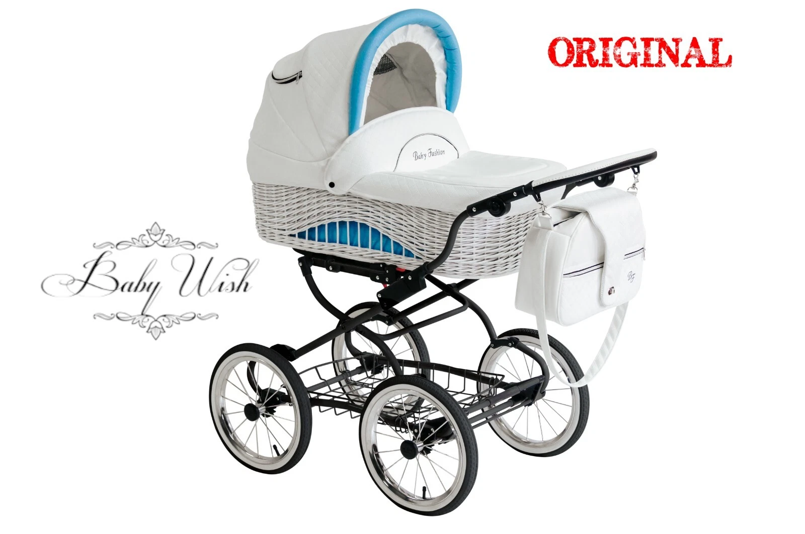 SCARLETT Wicker RETRO Pram Baby Fashion 3in1 CARRYCOT + STROLLER + CAR SEAT