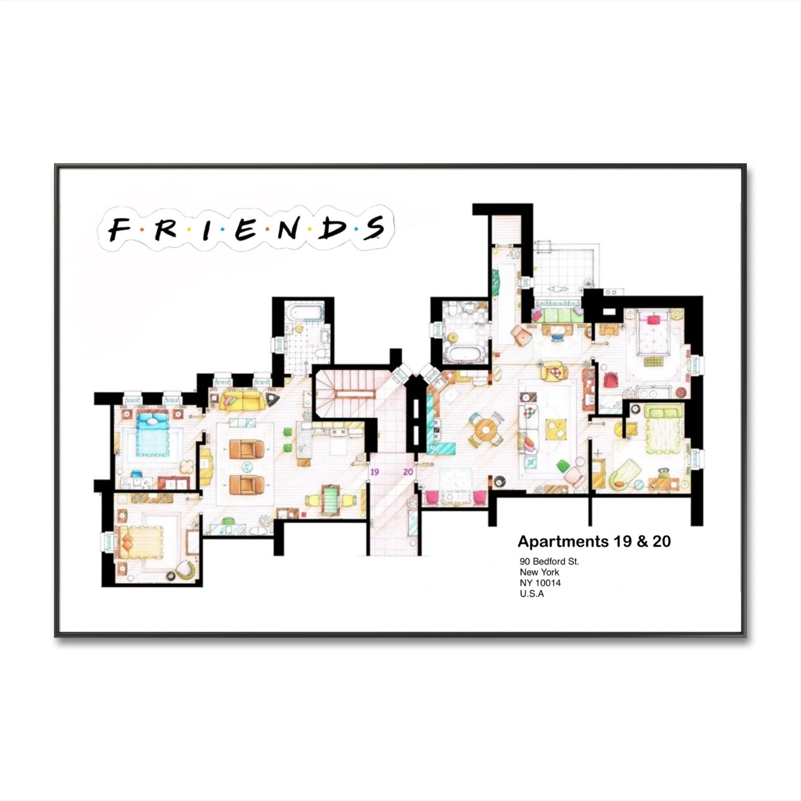 Friends floor Plan, Friends Poster