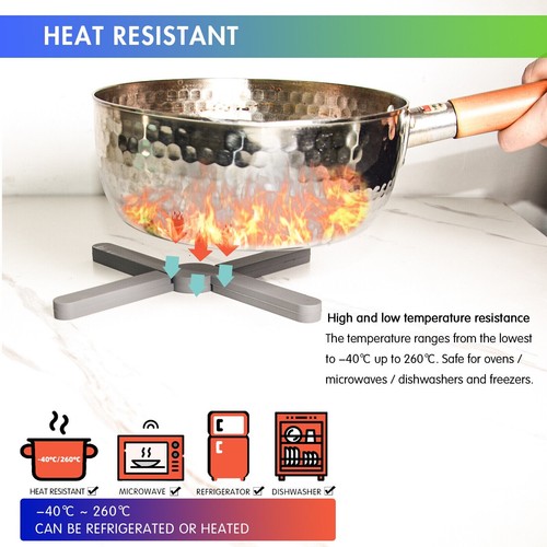 4 STCK. rutschfeste dicke faltbare Silikonuntersetzer für Hot Pots & Pfannen hitzebeständig - Bild 8 von 9