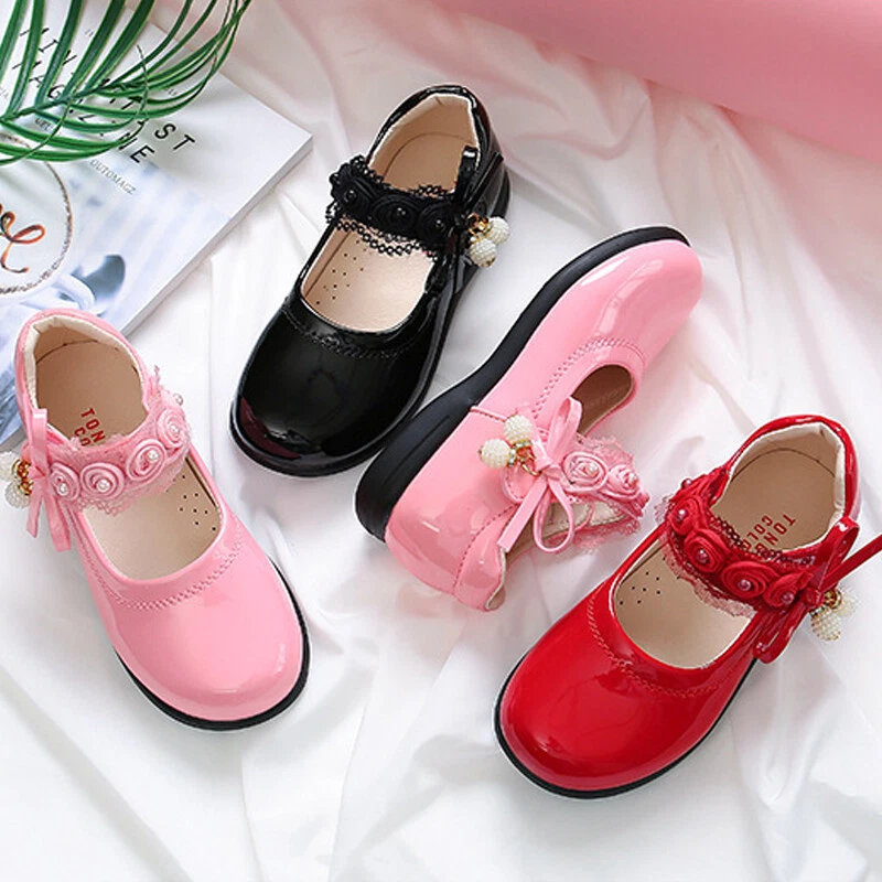 Niñas Niños Boda Mary Jane Fiesta Princesa Antideslizante Cuero Vacaciones Zapatos Negros Foto 2 de 4