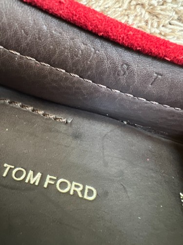 Tom Ford Men's Red Suede Braided Accents Loafers. Size: 8. - Picture 14 of 16