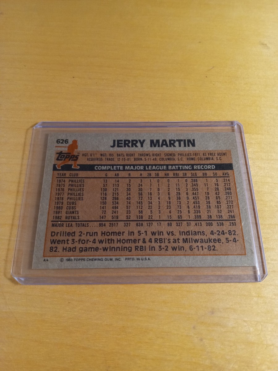 1983 TOPPS #626 JERRY MARTIN Kansas City Royals Baseball Card