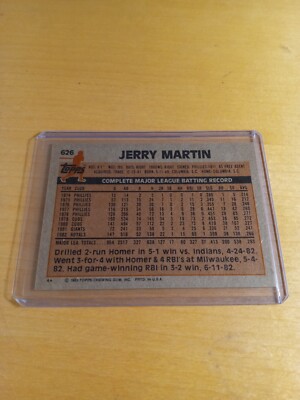 1983 TOPPS #626 JERRY MARTIN Kansas City Royals Baseball Card
