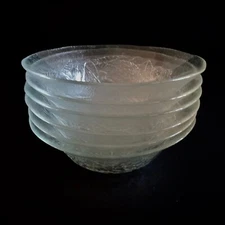Vintage Clear Pressed Ornate Glass Bowls Set of 6 Patterned Breakfast Dessert