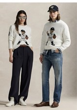Polo Bear White Linen Yankee Sweater by Ralph Lauren