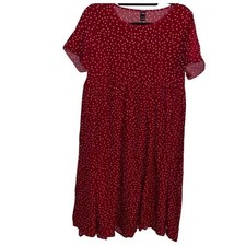 Shein Red Polka Dot Midi Dress Short Sleeve Casual Womens