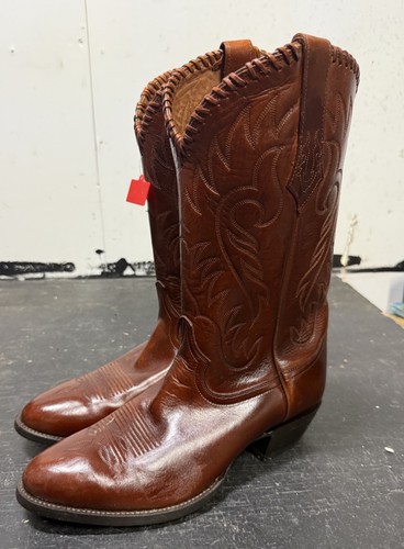 Bottes Cowboy Tony Lama Vintage Cuir Marron - Taille 11EE US - Fabriquées USA - Occasion TB