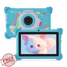 C idea 7" Kids Tablet Blue Android 13 4GB RAM 32GB ROM Toddler Tablet Stand