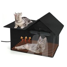 Large Heated Cat House for Outside, Outdoor Cat House Weatherproof for Winter