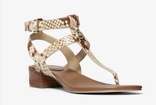 Michael Kors Sasha Thong Leather Sandal Natural Size 8 M Authentic