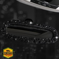 Beaumile Bling Black Plush Rearview Mirror Cover Universal Fit