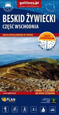 Żywiec-Beskiden, östlicher Teil. Laminierte Touristenkarte. Ausgabe 2025. Galile