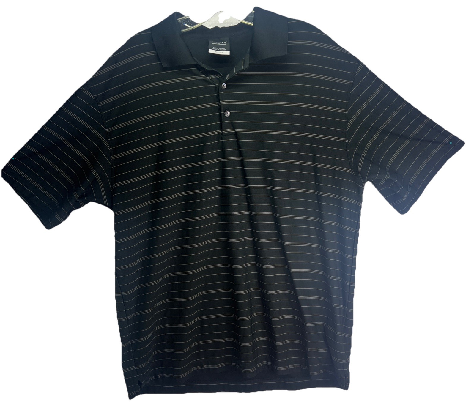 Nike Golf Polo Shirt Mens Large Dri-Fit Short Sleeve Black Striped