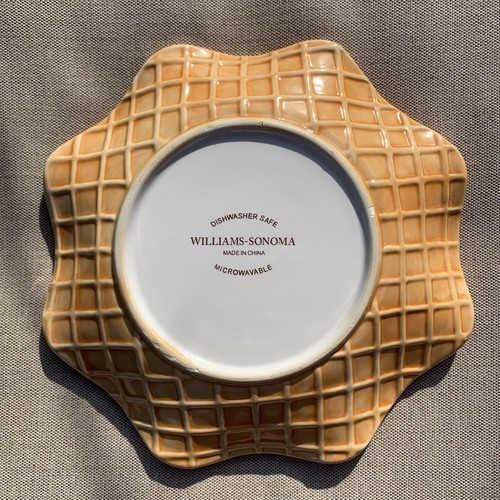 Williams Sonoma 4 Waffle Cone Ice Cream 7" Dessert Plates Pastel Colors - Picture 2 of 14