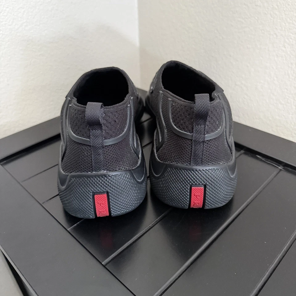 Prada Americad Cup Tech Slip-On Sneakers Grey Size 39 Italy Rare All Black  - Image 3 of 4