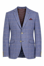 Light Blue Check Jacket Herringbone Blazer Wool Horse Races Racing Shooting Mens