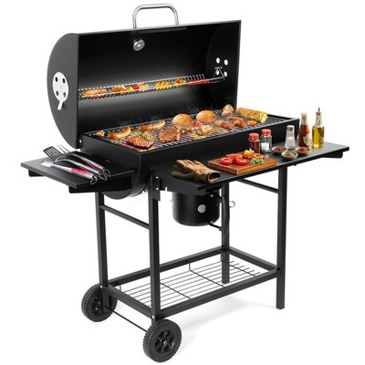 SUNLIFER Charcoal BBQ Grills Outdoor Spacious Barrel Barbecue Grill with Side