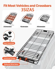Roof Rack Fits 84" Extendable Steel Luggage Cargo Carrier Top Basket SUV Truck