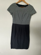 Esprit Shift Dress Size 8 Blue Patterned Short Sleeves Smart Formal Work VGC