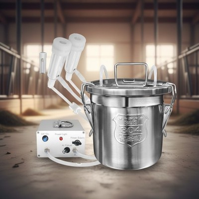 6L Rechargeable Goat Milking Machine with Pulsating Vacuum Pump & Milk Bucket