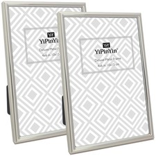 4x6'' Simply Silver Metal Picture Frame 2pack, Elegant Silver Plated Photo Fr...