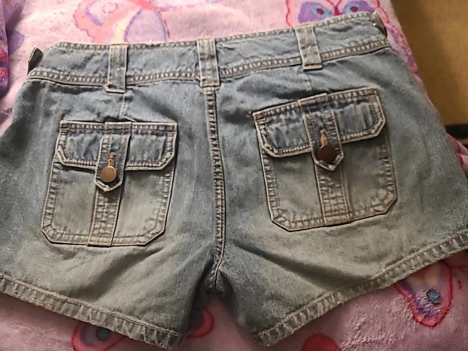 Pantalones Cortos De Colección Y2K Tyte Jean Para Mujer Azul Denim Algodón Tiro Bajo Bolsillos Foto 3 de 4