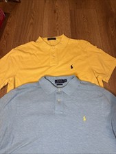Ralph Lauren Polo Shirt Bundle x2 Yellow & Blue Short Sleeve Mens - Size XL