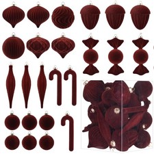 Velvet Ornaments for Christmas Tree Decorations - Brown Flocked Christmas Orn...