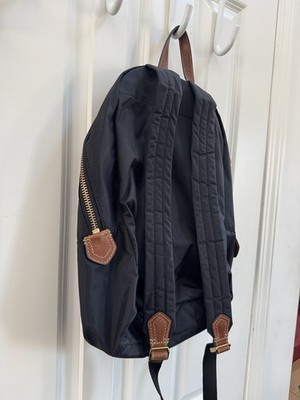 Frye Black Backpack Brown Leather Trim Gold Hardware Zip  display picture 1
