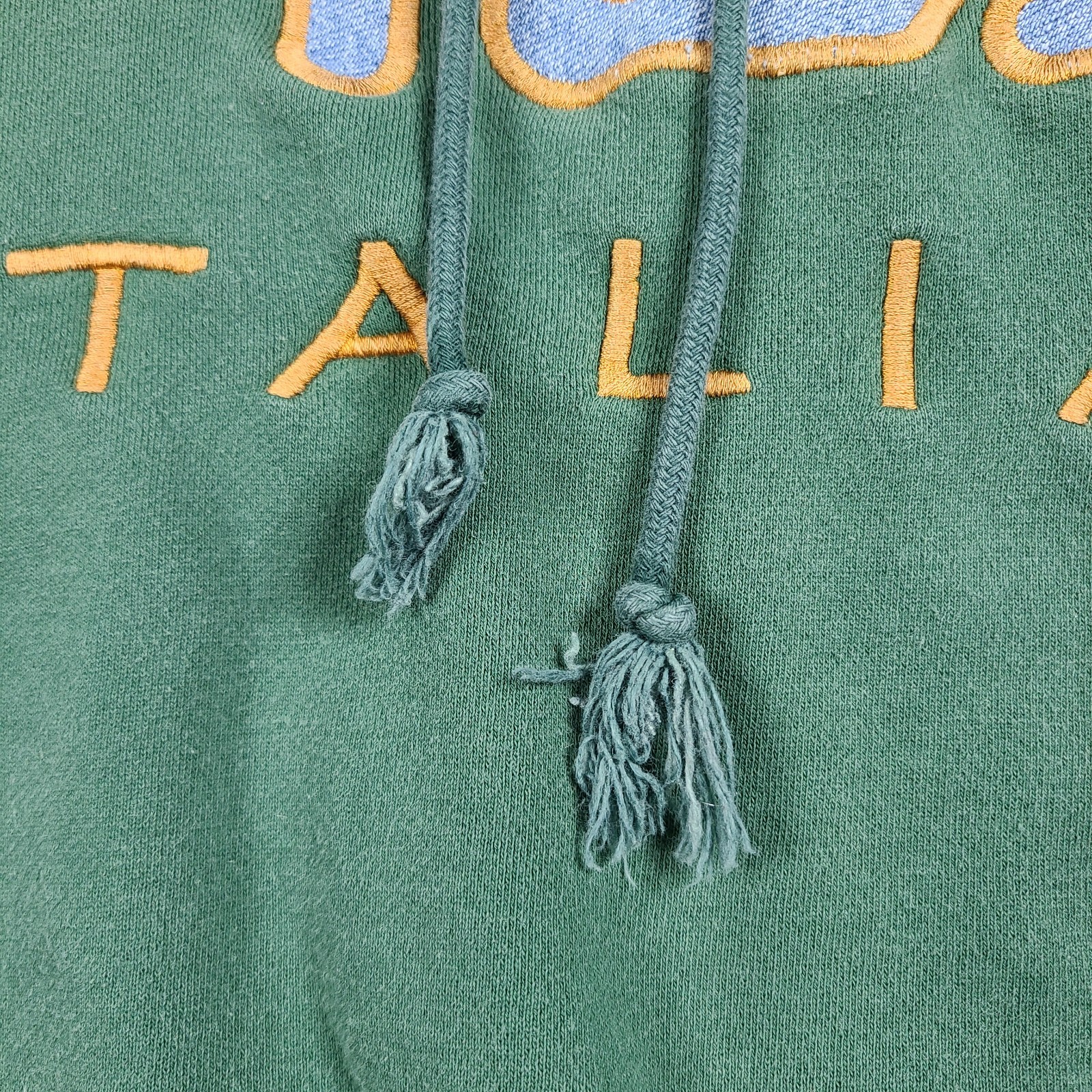 Vintage Y2K FILA Italia Pullover Felpa con Cappuccio Uomo Tg M Verde Sbiadito