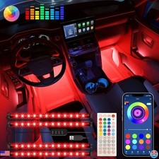 RGB Interior Car Lights with APP Control, Music Sync, USB Charger - 12V LED