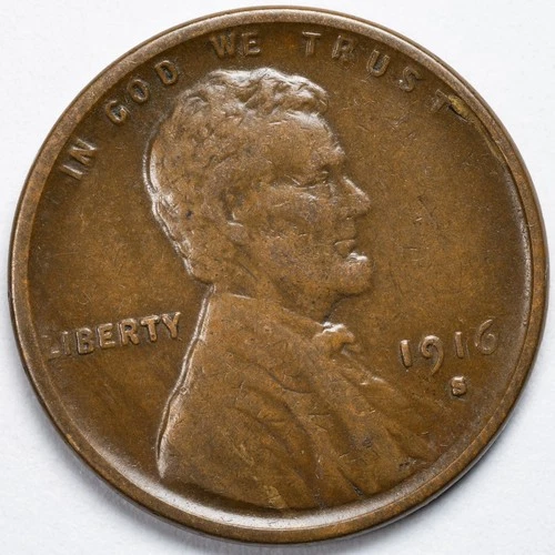 1916-S Lincoln Wheat Penny San Francisco Mint Fine (F)