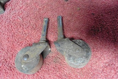 2 Vtg wood Caster wheel 1''