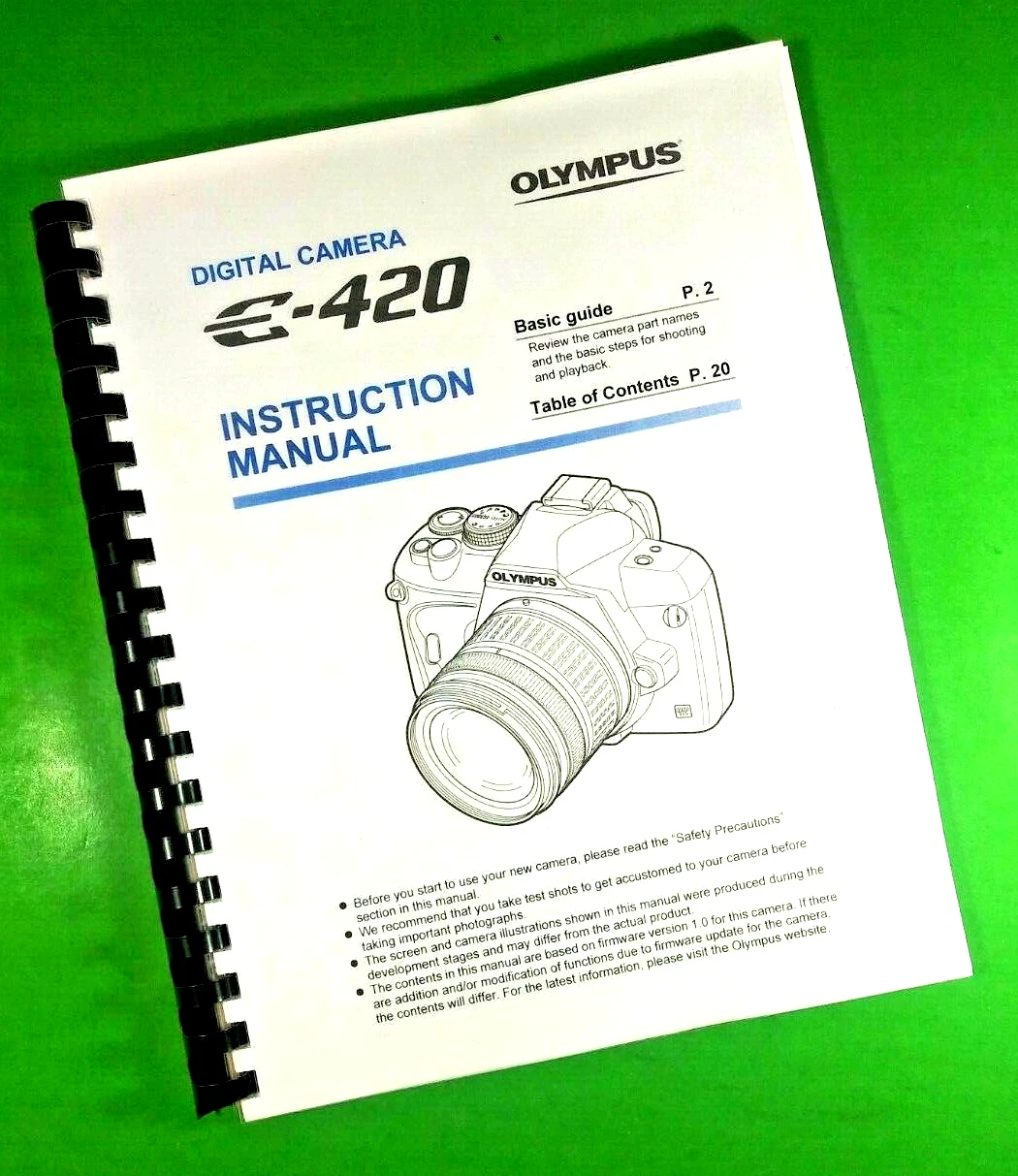 Owners Manual for Olympus E-420 E420 Camera 140 Pages W/Clear Covers!