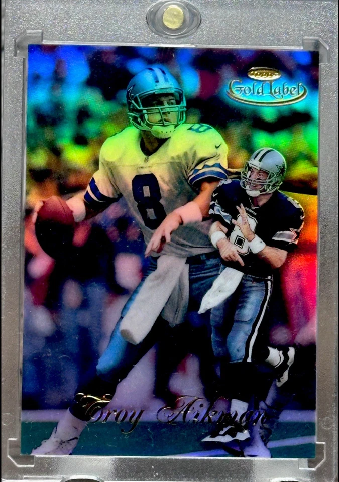 TARJETA DE INVERSIÓN TROY AIKMAN REFRACTOR DE ORO RARO PRIZM HOLO CROMADA SSP MVP HOF Foto 2 de 4