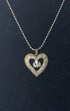 JEC Jeep Collins Vintage 925 Sterling Silver & Brass Heart Dove Pendant Retired