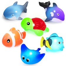 Light Up Bath Toys,No Hole Mold Free Baby Bath Toys,Ocean Animal Water-Activa...