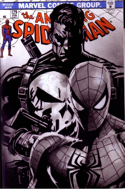 SPIDERMAN 129# SPIDERMAN/PUNISHER SKETCH COVER -Original Sportelli Art