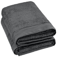 100 Cotton Towels 35x70 Inch Dark Grey Set of 2 Ultra Soft Absorbent Bath