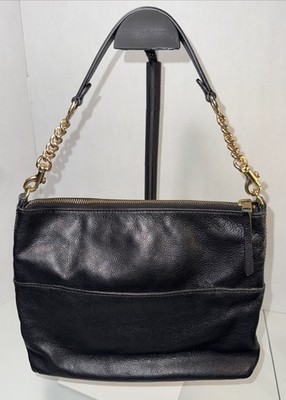 Fossil Black Pebbled Leather Shoulder Bag Soft Textured Leather