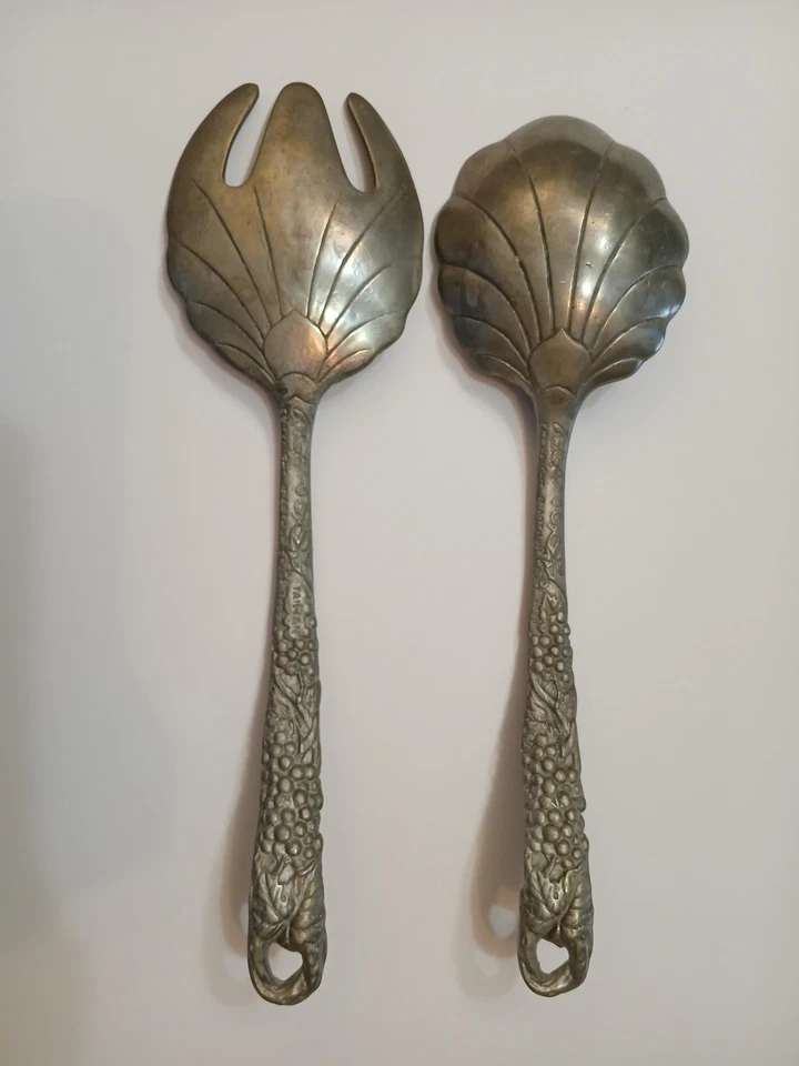 Juego de servir ensalada de vid de uva Arthur Court 1990 de colección hoja concha Foto 2 de 4