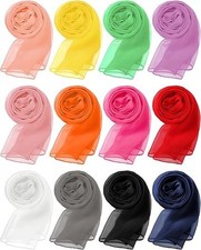 12 Pieces Women Solid Color Chiffon Scarf Soft Breathable Silk Lightweight Acce
